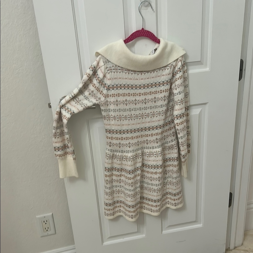 Janie and Jack Cream and Brown Patterned Kids Dress never worn without tags